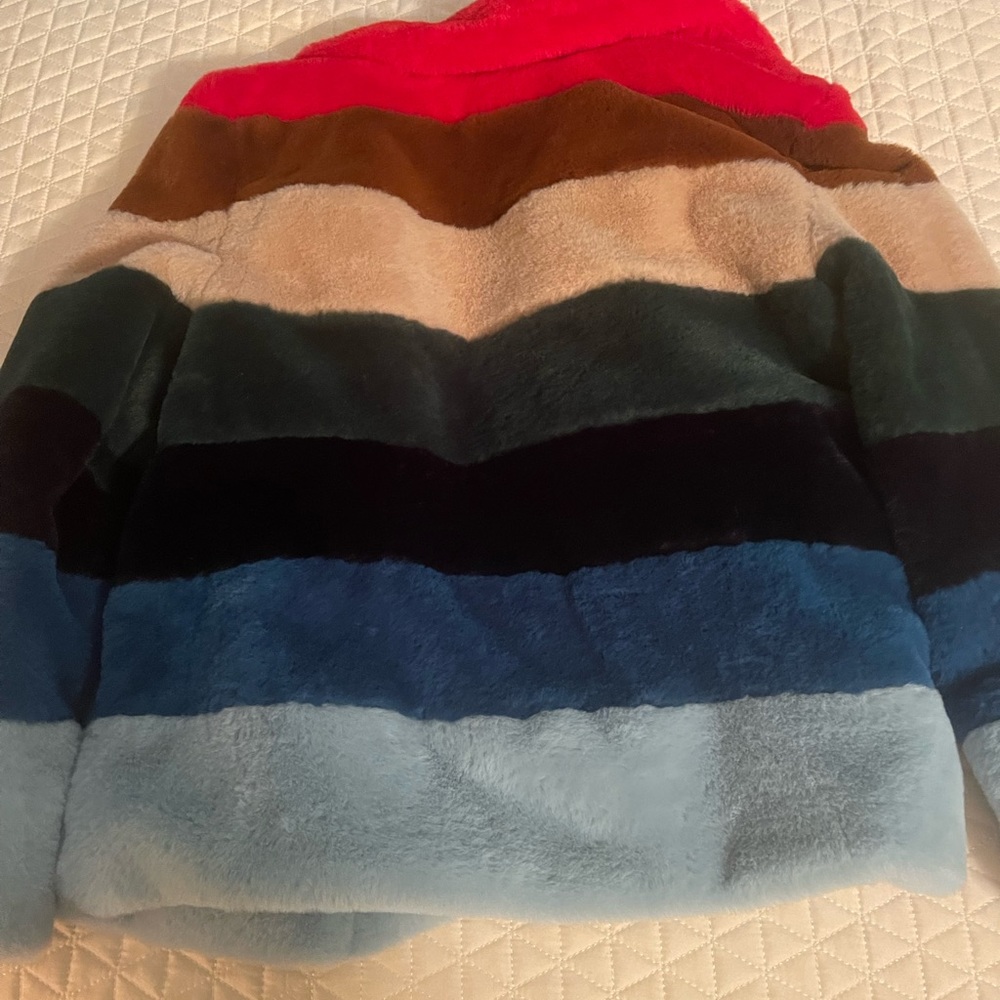 BLANK NYC fur coat striped jacket fuzzy faux - Picture 2 of 3